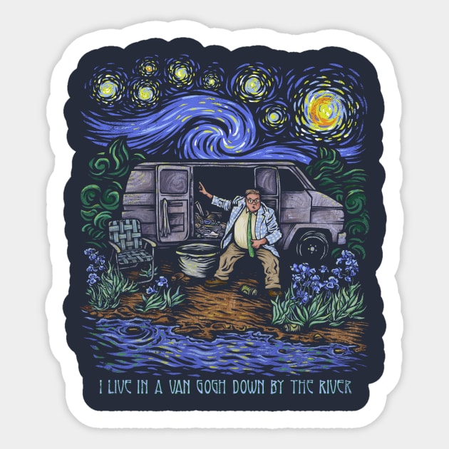 Van Gogh Down By the River Sticker by kg07_shirts